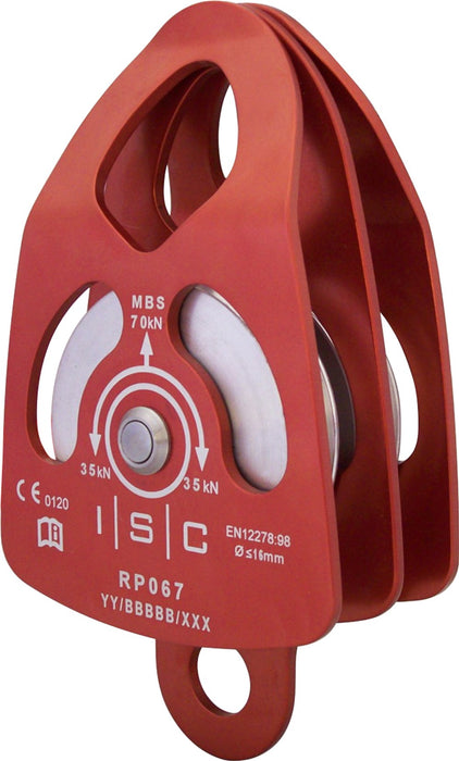ISC Large Double Prussik Pulley with Load Becket - Aluminium - 70kN