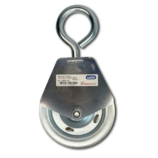 WEBI Construction Site Pulley with Rotating Steel Hook for Scaffolding, Type ETT-202 - Capacities 200kg & 250kg