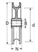 Technical drawing of Polyamide Pulley type ETT-190P 