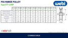 Technical Specifications Table for WEBI Polyamide PA6 White Pulley ETT-190P