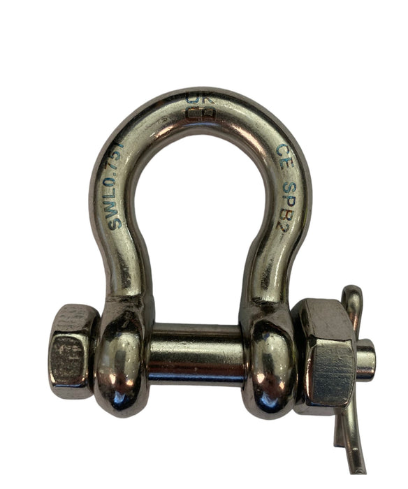 Load Rated Stainless Steel Safety Nut and Bolt Pin Bow Shackle