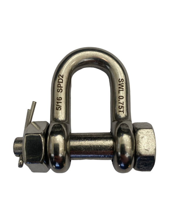 Load Rated Stainless Steel Safety Nut and Bolt Pin Dee Shackle