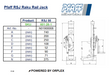 Pfaff RSJ Raku Rail Jack Dimensions Table with Diagrams