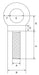 Technical drawing of GT Long Shank Collared Eyebolt Metric Thread