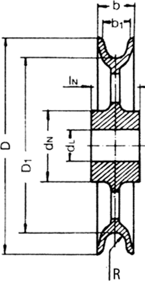 Cast Iron Pulley with Bronze Bush for Wire or Fibre Rope 500-3000kg Pulley Type 1A (PT1A)
