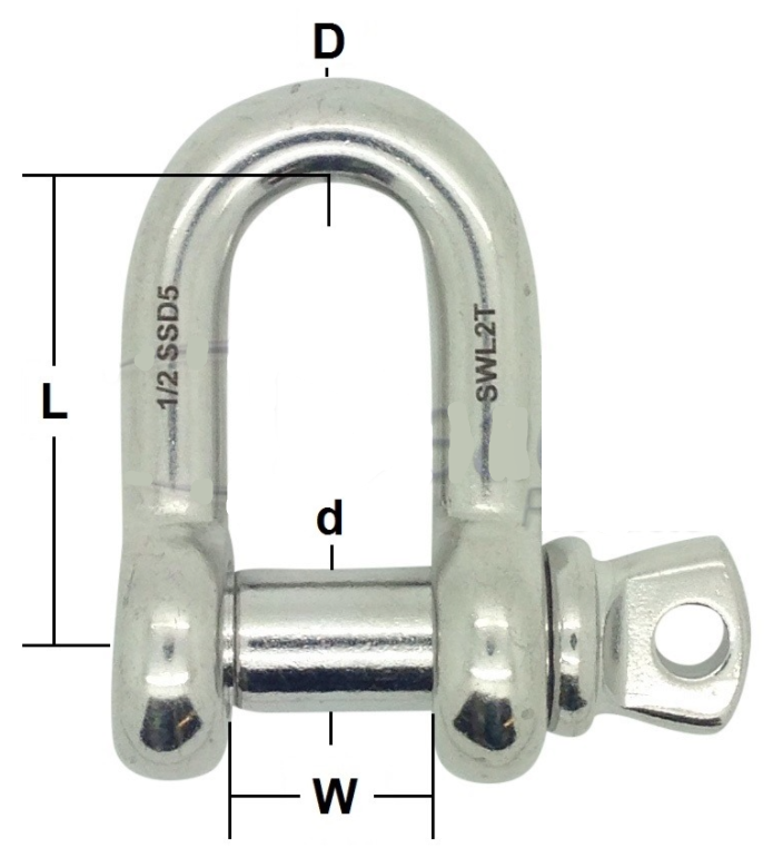 Load Rated Stainless Steel Screw Pin Dee Shackle
