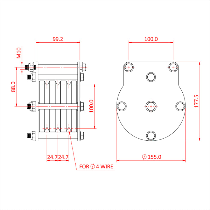 Doughty Heavy Duty Pulley, Triple Sheave
