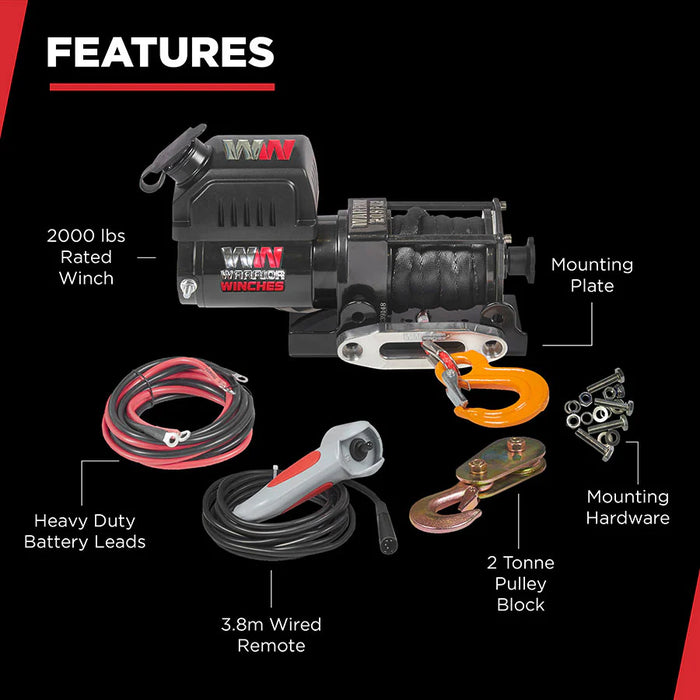 Ninja 2000 (907kg) Electric Winch with Synthetic Rope features
