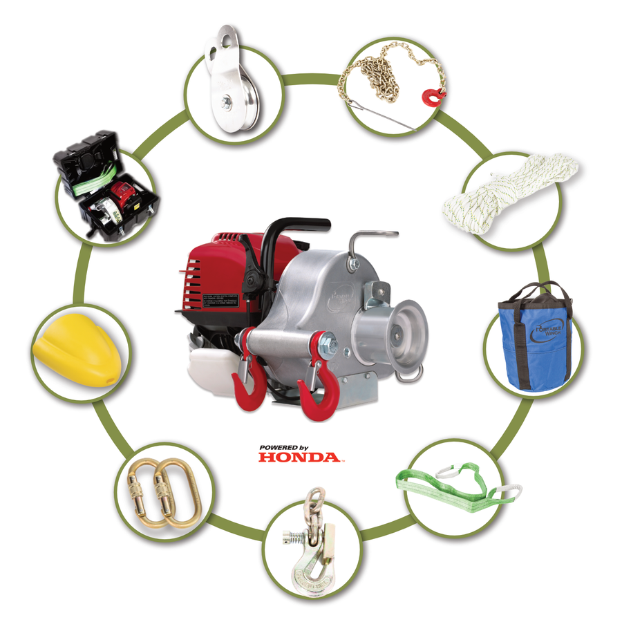 Forestry Kit 2- 1000kg Portable Winch Petrol Capstan Winch