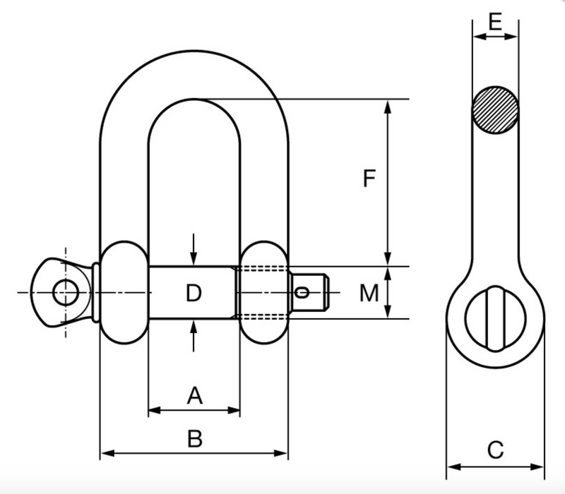 Cartec Grade 6 Dee Shackle with Screw Collar Pin