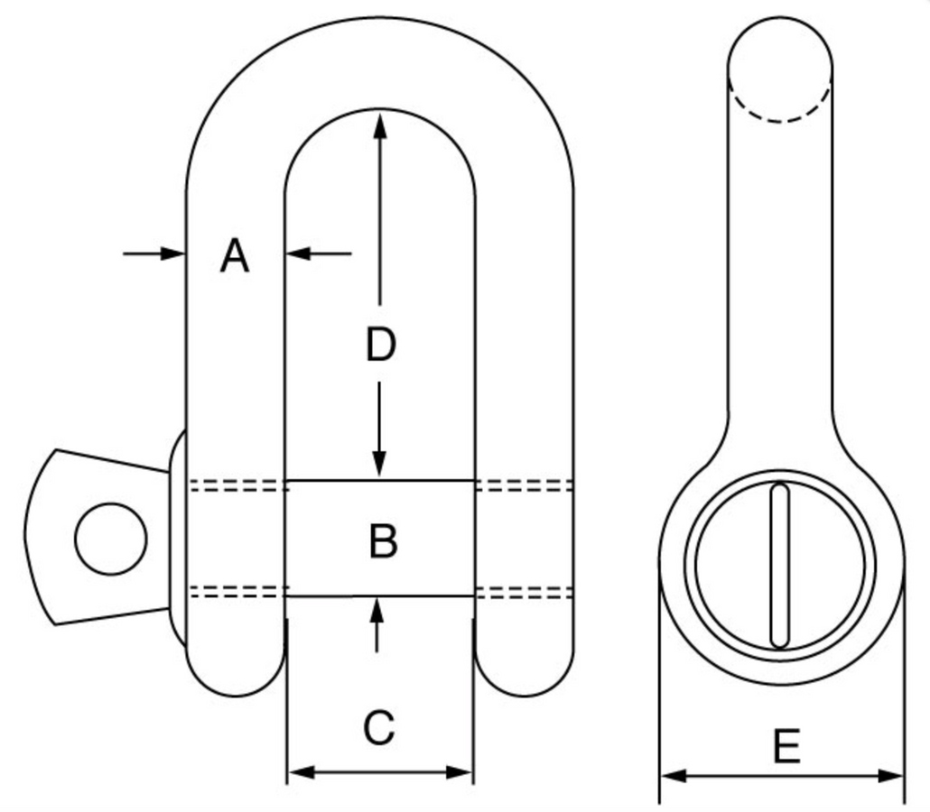 GT Blue Pin Grade 6 Dee Shackles with Screw Collar Pin