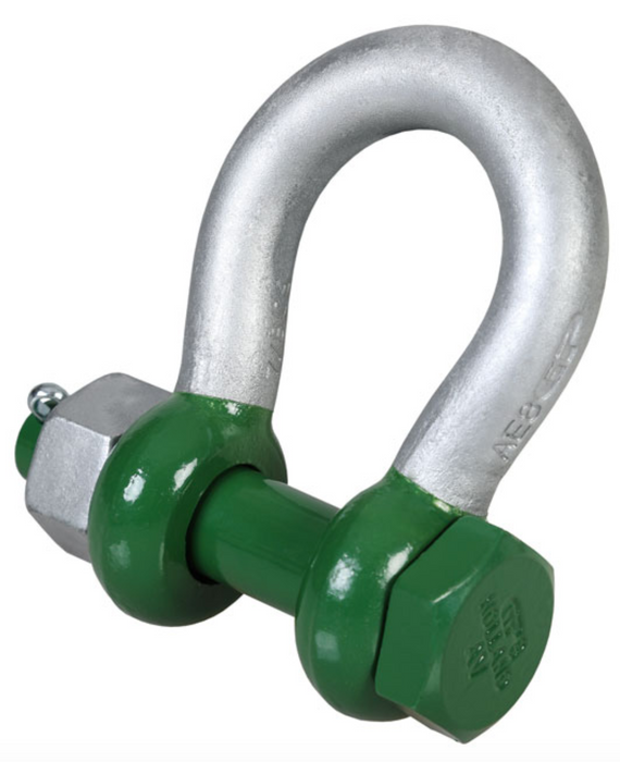 Green Pin Polar Grade 8 Bow Shackle with Safety Nut and Bolt Pin