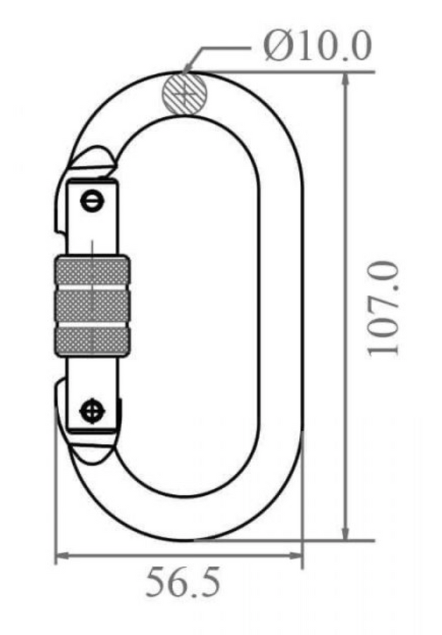 Alloy Steel Screw Locking Karabiner - 25kN - Gate Opening 18mm