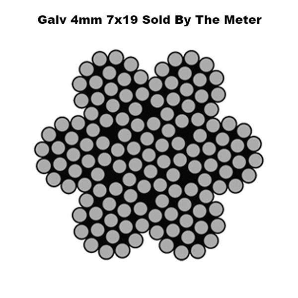 4mm By the Meter 7 x 19 Galvanised Wire Rope