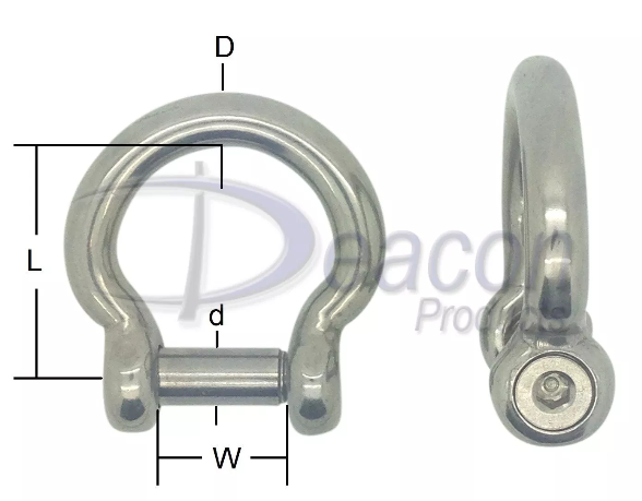  Stainless Steel Hexagon Socket Countersunk Pin Bow Shackle (166-16)