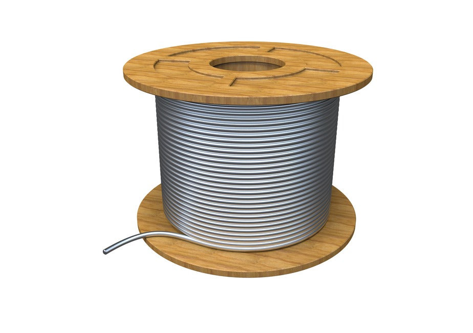 100 Metres of Galvanised Wire Rope Cable 7x7 Construction Pre-Reeled on Wooden Drum